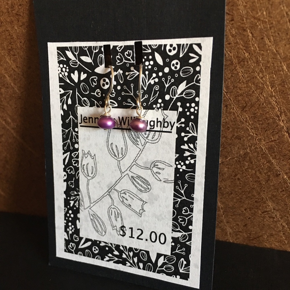 Violet pearl earrings and Sterling Silver hooks